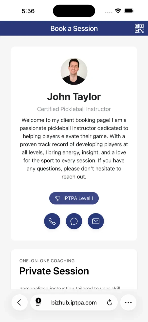 Booking page